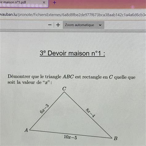 Bonjour Jai Un Dm De Maths Rendre Pour Demain Et Je Narrive Pas