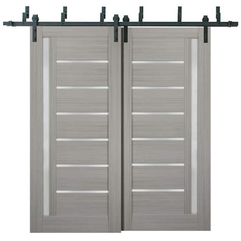 Sartodoors 84 In X 80 In Single Panel Gray Finished Solid MDF Sliding