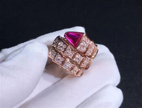 Bvlgari K Rose Gold Full Pav Diamonds And A Rubellite Serpenti Viper