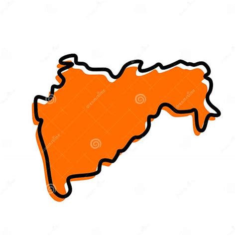 Maharashtra Map Vector Icon With Orange Color Stock Vector