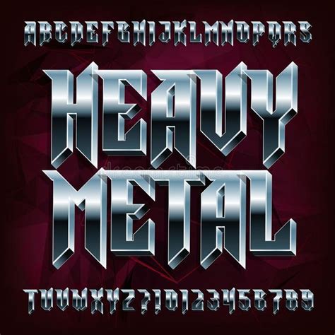 3D Heavy Metal Alphabet Font Metal Effect Letters And Numbers Stock