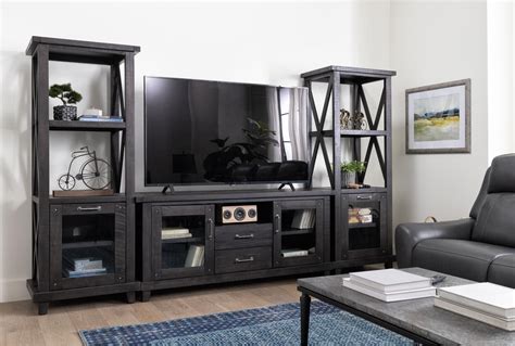 Jaxon 3 Piece Entertainment Center With Tv Stand Black 1595 In