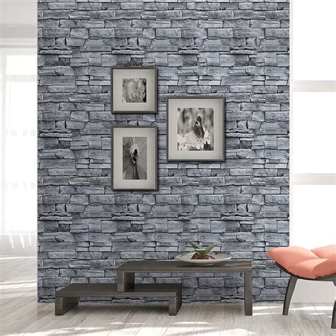 Abyssaly Brick Wallpaper Peel And Stick 17 73 X 118 Stone Peel And Stick Wallpaper Grey Self