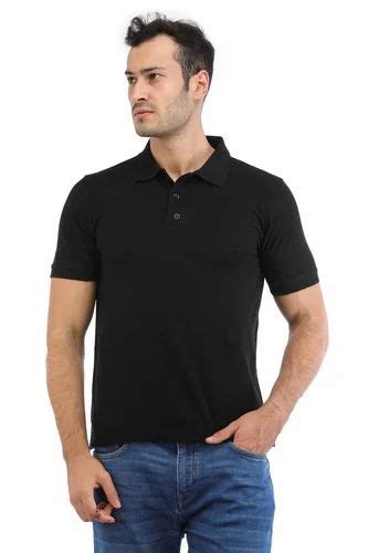 Black Cotton Plain Polos T Shirt Pique T Shirt Plain Polo T Shirts Gents Polo T Shirt मेन्स