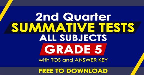 GRADE 5 2nd Quarter Summative Tests All Subjects With TOS DepEd Click