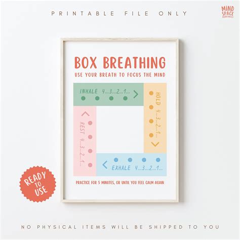 Box Breathing Technique, Breathing Poster, Mental Health, Calming ...