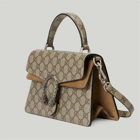 Borsa A Mano Dionysus Misura Piccola In Tessuto Supreme Beige Ed Ebano