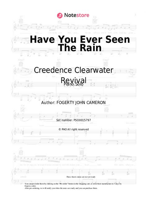 Have You Ever Seen The Rain Piano Sheet Music Creedence Clearwater