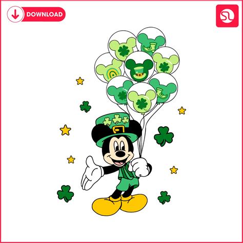 Mickey St Patricks Day Balloons Svg Svgland