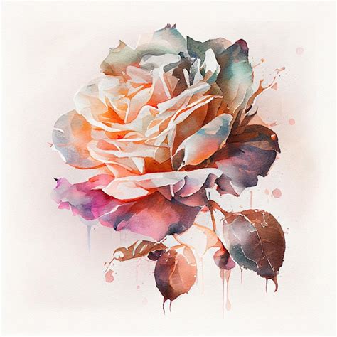 Premium Photo Abstract Double Exposure Watercolor Rose Flower Digital