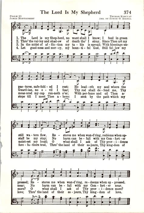 The Lord Is My Shepherd Digital Hymn Sheet Music Key Of F Etsy