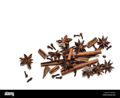 Winter Spices Background Cinnamon Cloves And Star Anise With Copy