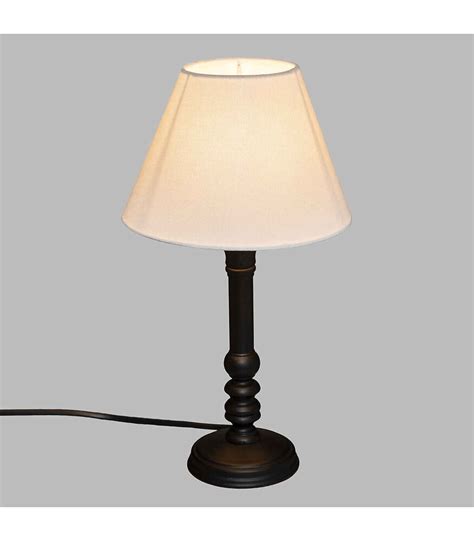 Lampe à poser en Bois Noir et Abat jour Blanc H 36 cm Bricomarché