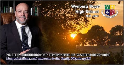 WBHS New Headmaster Announced Congratulations Mr Deon Scheepers