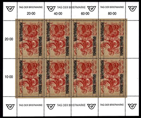 Sterreich Postfrisch Kleinbogen Mi Tag Der Briefmarke