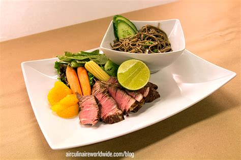 How To Thai Beef And Noodle Salad In Flight Plating Video Air Culinaire Worldwide