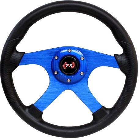 Volante Automotriz Negro De 4 Brazos Azules Tunix