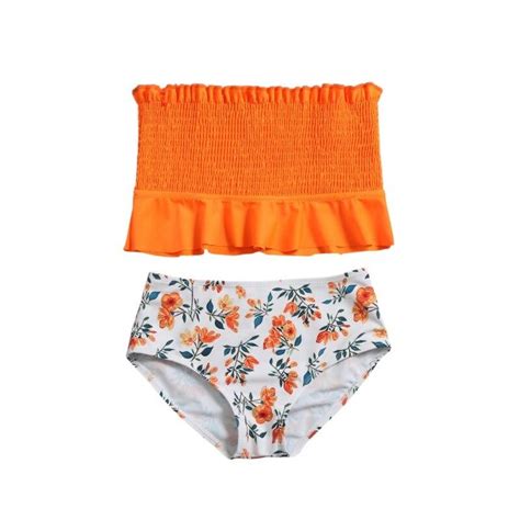 Kaufe Baby Mädchen Badeanzug Bademode High Waist Badeanzug Bikini