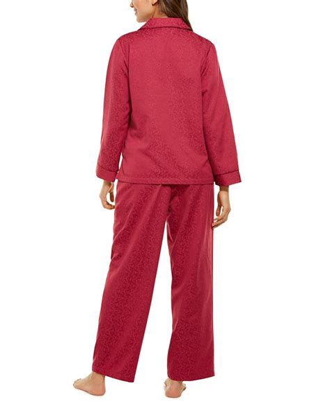 Miss Elaine Jacquard Brushed Back Satin Pajama Set Macys