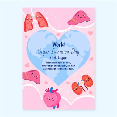 Free Vector Flat Vertical Poster Template For World Organ Donation Day