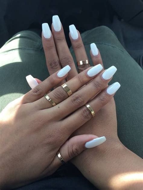 Bold And Stylish Elegant Long White Coffin Nail IDEAS White Gel Nails