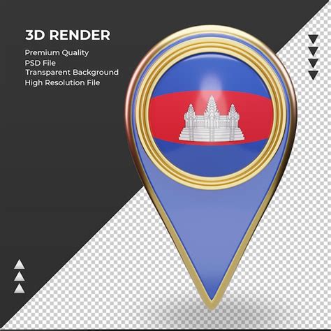 Premium Psd D Location Pin Cambodia Flag Rendering Front View