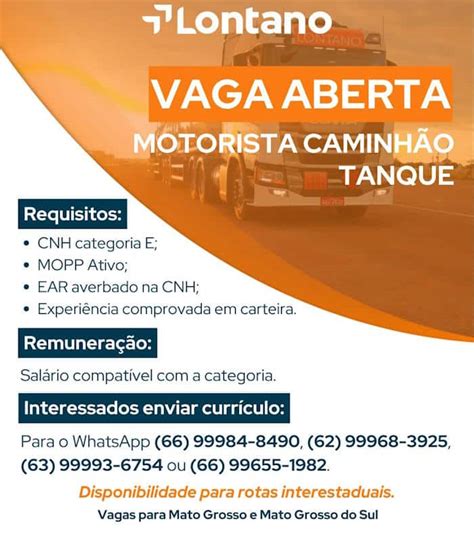 Lontano Transportes Est Contratando Novos Motoristas Tanque E