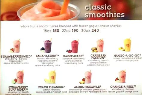 Jamba Juice Menu Menu For Jamba Juice Bonifacio Global City Taguig