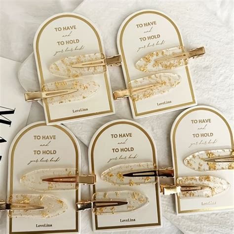 2 5 10pcs Bridesmaid Hair Clips Golden Glitter Bridesmaid Gift Proposal