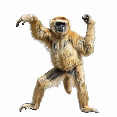 Premium Photo A Gibbon Monkey Dancing Isolated On White Background