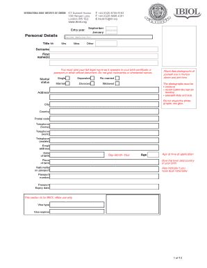 Fillable Online Guidelines For Completing The Application Form 2012