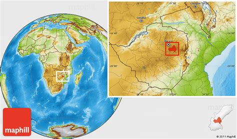 Physical Location Map of Marondera