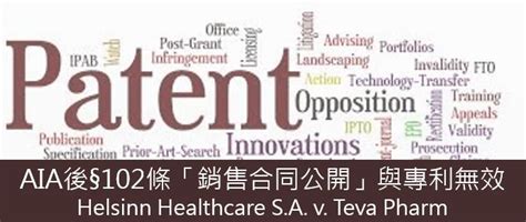 專利情報 AIA後102條銷售合同公開與專利無效Helsinn Healthcare S A v Teva Pharm