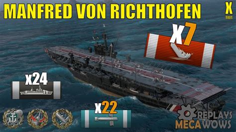 Manfred Von Richthofen 7 Kills And 253k Damage World Of Warships Gameplay Youtube