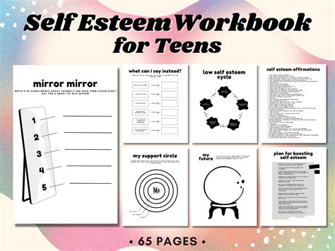 Self Esteem for Teens Worksheets, Workbook, Self Esteem Journal, Low