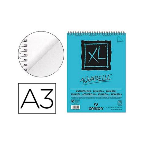 BLOC DIBUJO ACUARELA CANSON XL AQUARELLE GRANO FINO DIN A3 MICROPER