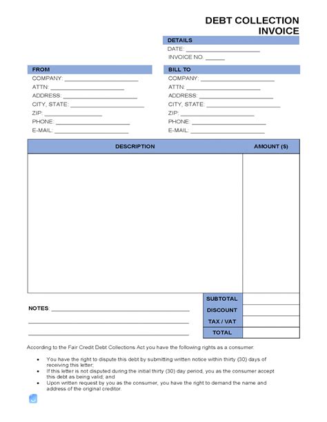 Collection Invoice Template