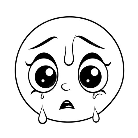 Lindo Emoticon Triste Chorando Para Colorir Desenho De Esbo O Vetor Png