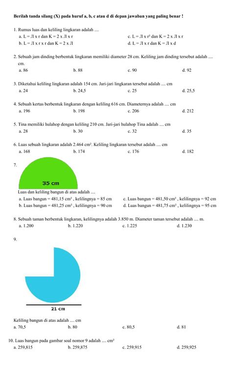 Soal Keliling Lingkaran Kelas 6 - Homecare24