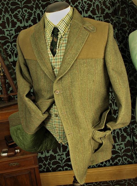 Rare Mens Vintage Tweed Norfolk Shooting Hunting Jacket Hebden Cord 40