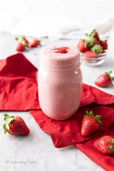 Strawberry Vegan Protein Shake Recipe Beaming Baker