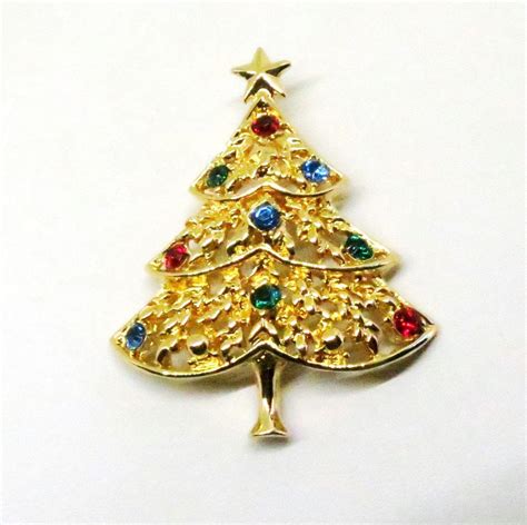 Christmas Brooch Vintage Eisenberg Ice Signed Rhinestones