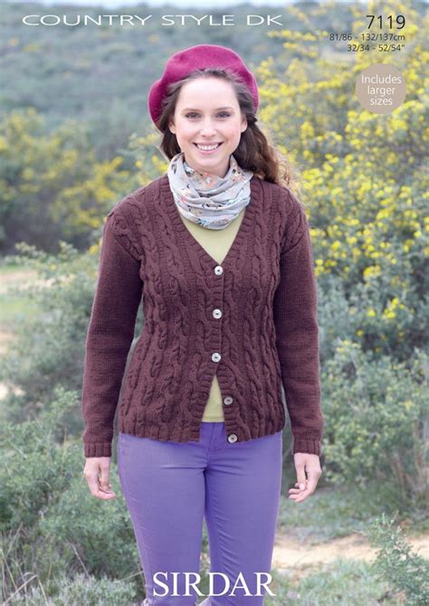 Cardigan In Sirdar Country Style Dk 7119 Downloadable Pdf Ladies Cardigan Knitting