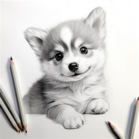 Premium Photo | Pencil sketch cute baby dog animal drawing image ...