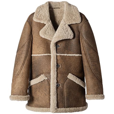 Buy Mens Distressed Sheepskin Shearling Rancher Coat For Sale