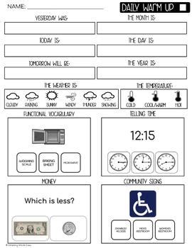 Life Skills Daily Warm Up Worksheets Level 2 TPT