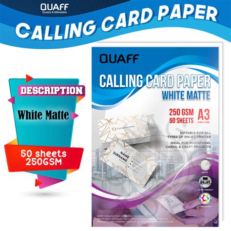 MP00 QUAFF Calling Card Paper 250GSM White Matte A3 Size 297x420mm