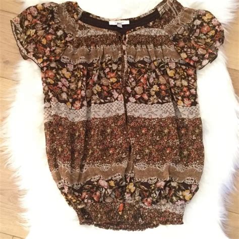 Dress Barn Tops Dress Barn Top Small Brown Floral Peasant Poshmark