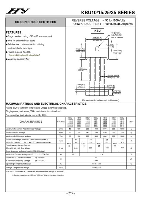 Kbu Datasheet Silicon Bridge Rectifiers