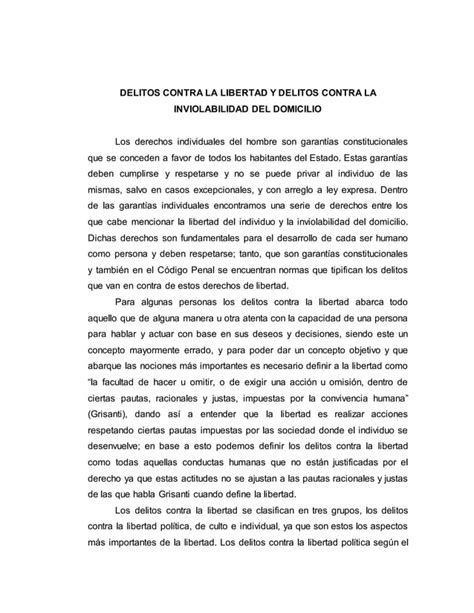 Delitos Contra La Libertad Y Delitos Contra La Inviolabilidad Del Domicilio Pdf